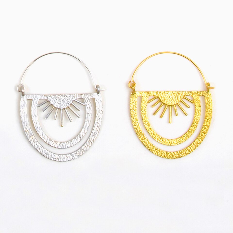 Rainbow Rays Hoop Earrings Silver