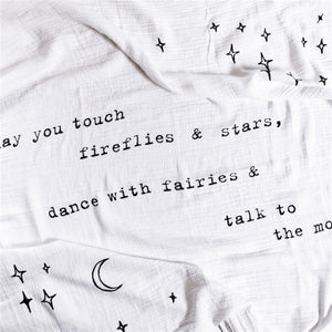 Organic Cotton Swaddle Blanket- May you Touch Fireflies