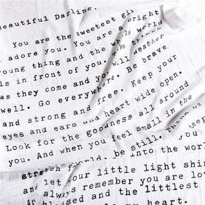 Organic Cotton Swaddle Blanket- Letter to Sophie