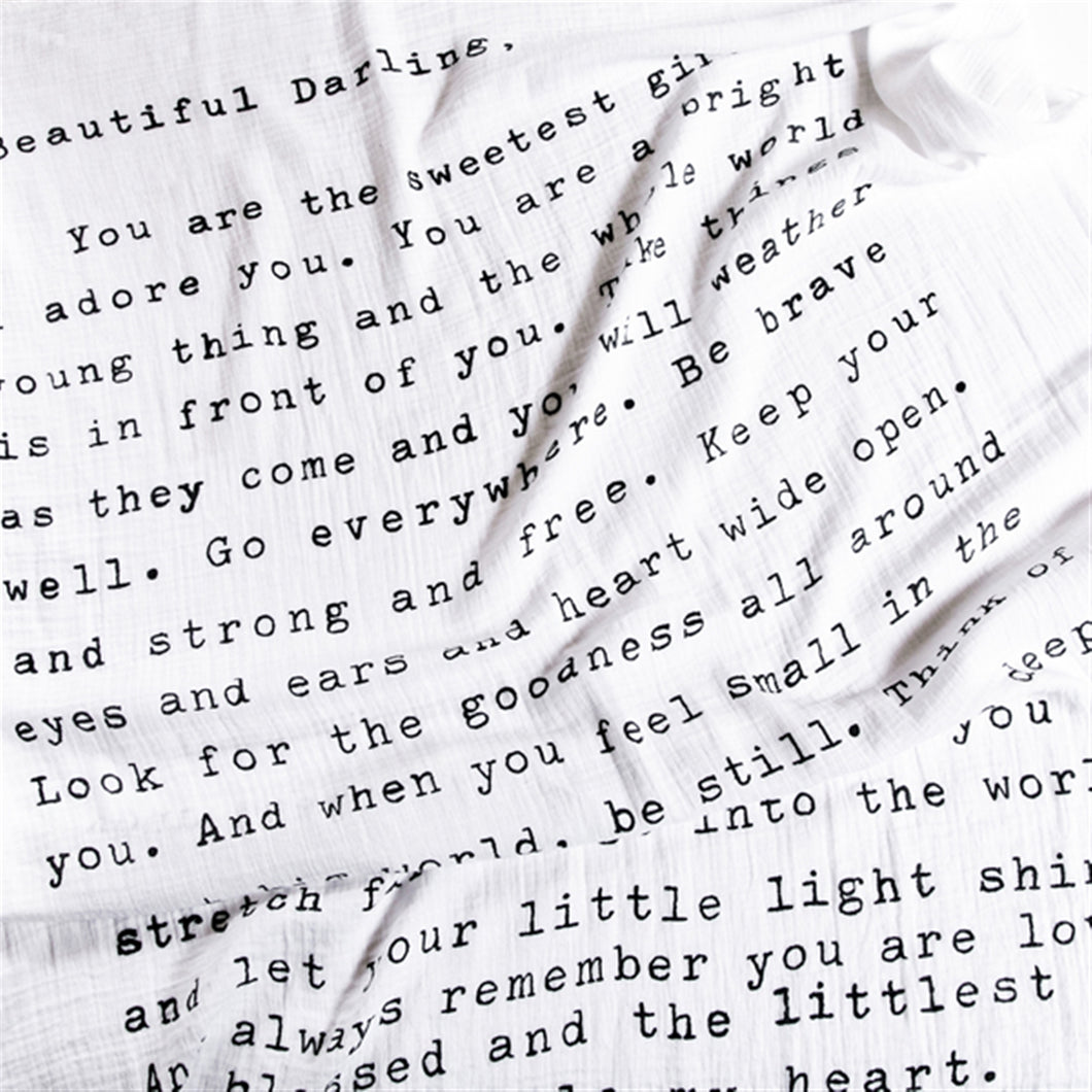 Organic Cotton Swaddle Blanket- Letter to Sophie