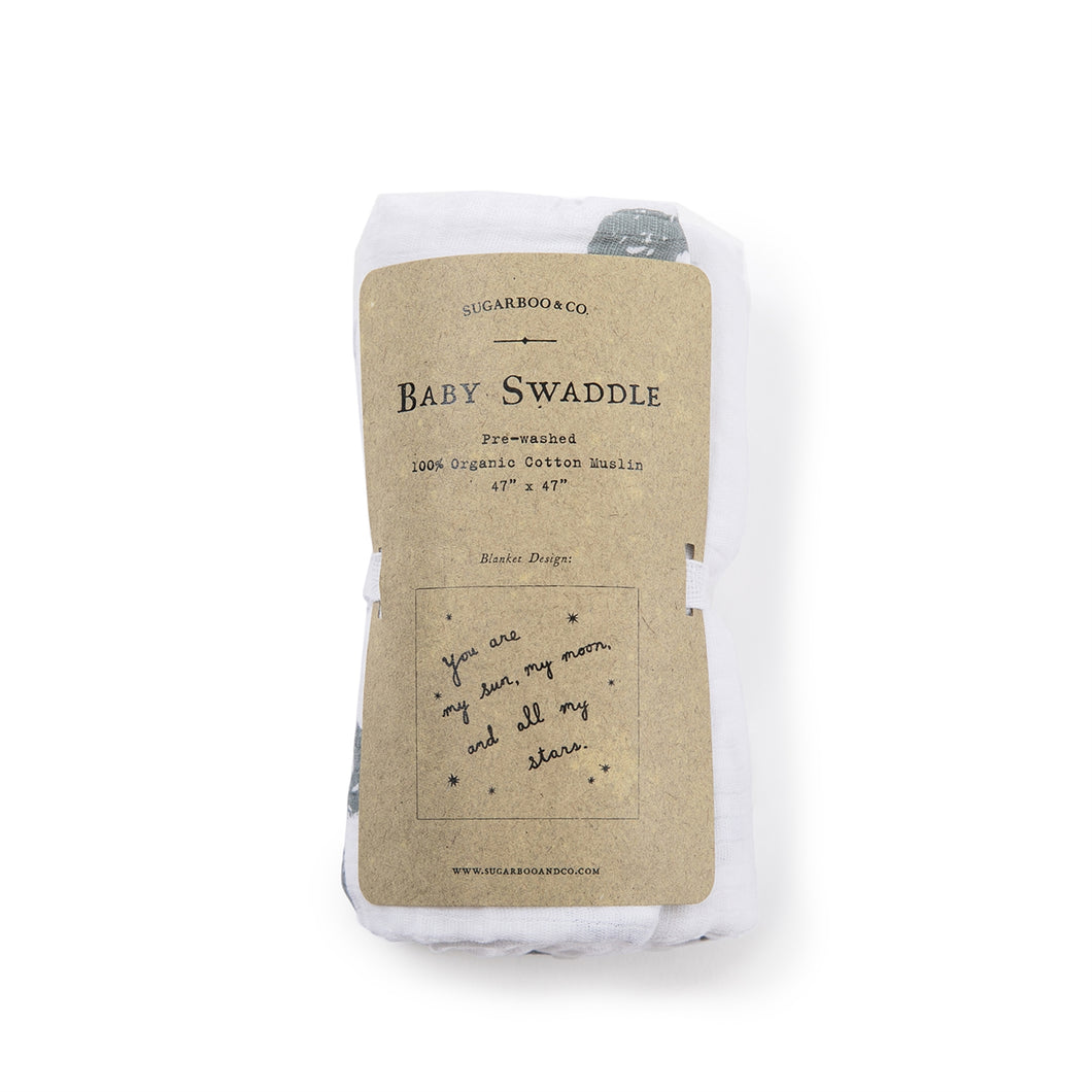 Organic Cotton Swaddle Blanket- You Are My Sun My Moon