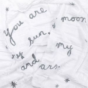 Organic Cotton Swaddle Blanket- You Are My Sun My Moon
