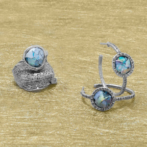 Oxidized Roman Glass Organic Crumple Effect Ring