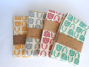 Floral Block Print Kitchen Towel