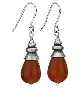 Sterling and Carnelian Drops