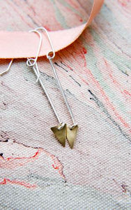 Spear Brass and Sterling Earrings