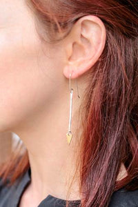 Spear Brass and Sterling Earrings